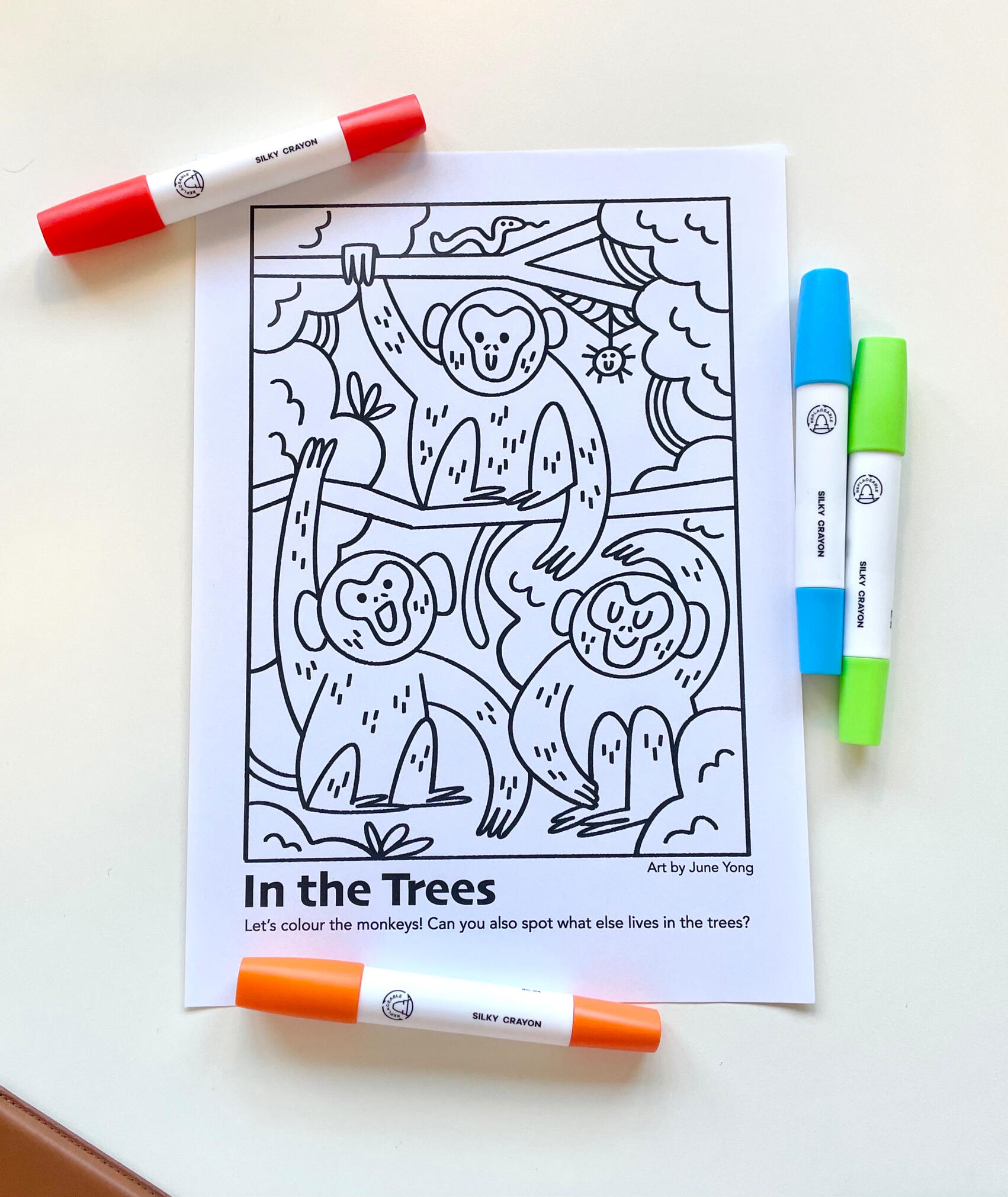 In the Trees Colouring Page